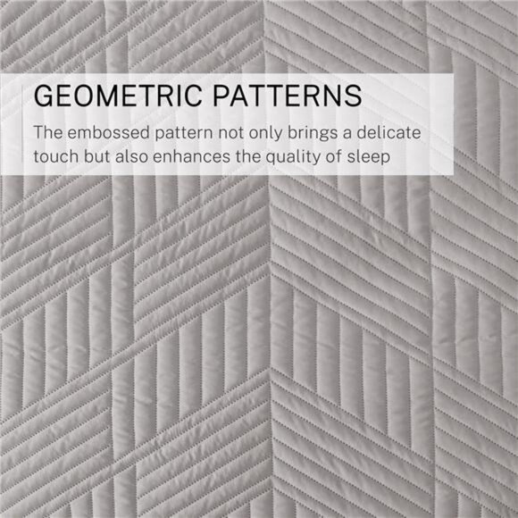 Ultrasonic Full Queen Quilt Bedding Set, Lightweight Light Grey Bedspreads - Picture 5 of 7